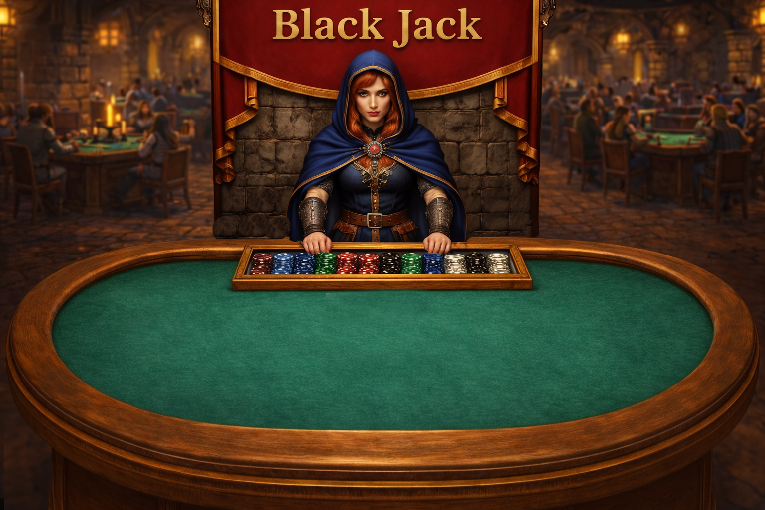 Blackjack table in the Perilous Legends casino