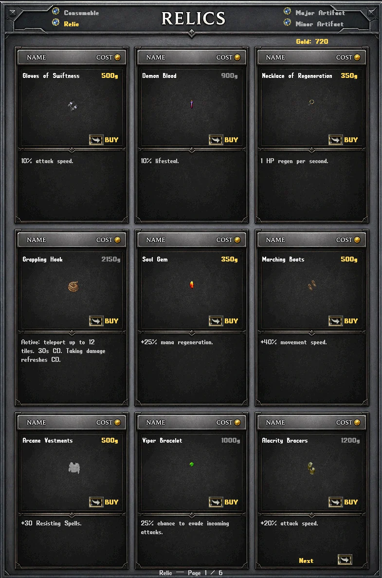 Relic shop page one