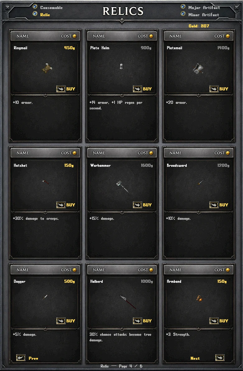 Relic shop page four