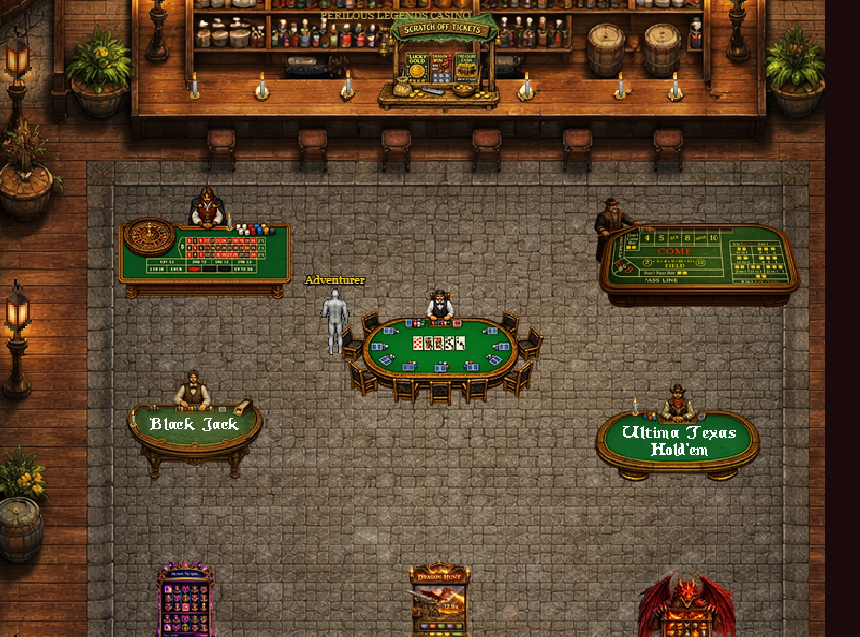 Perilous Legends casino floor with multiple games