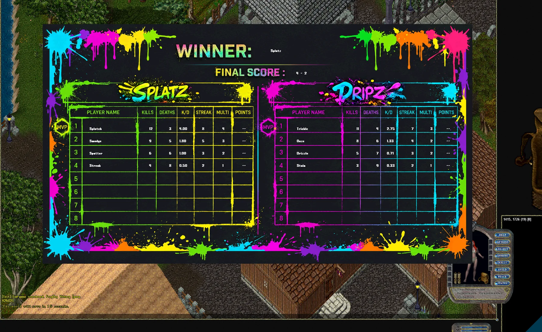 Paintball scoreboard in Perilous Legends